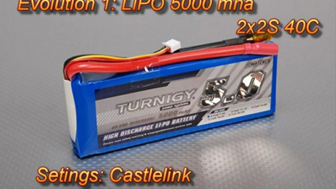 E-revo Brushless lipo 2S 40C 5000mha+castelink