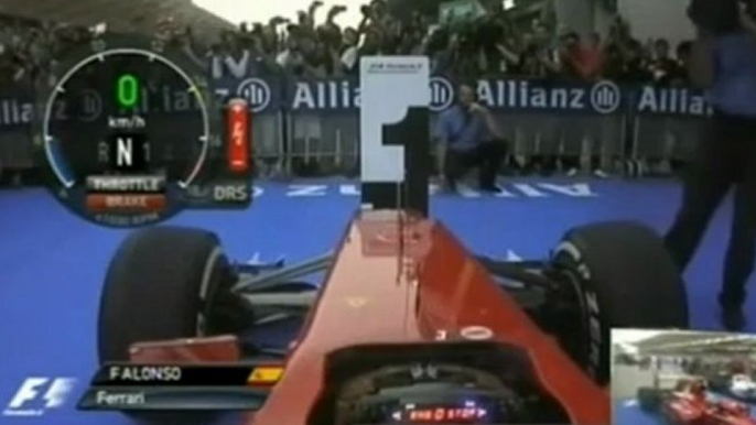 F1 2012 GP Malasia Onboard Alonso Victory Lap Onboard + Team Radio With Andrea Stella (his Track Engineer)