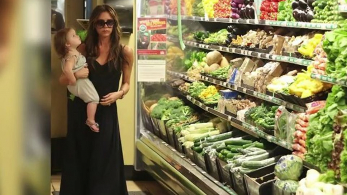 Victoria Beckham Takes Baby Harper Food Shopping