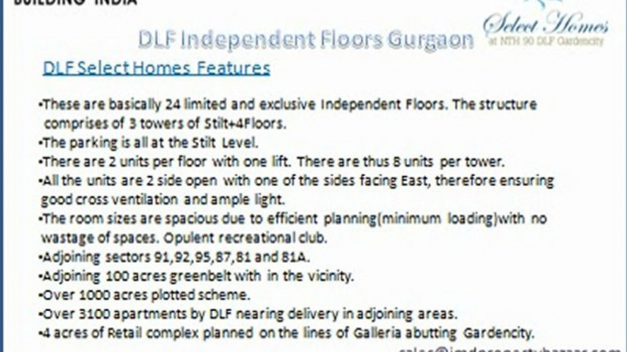 DLF Independent Floors “Select Homes” Gurgaon Sector 90