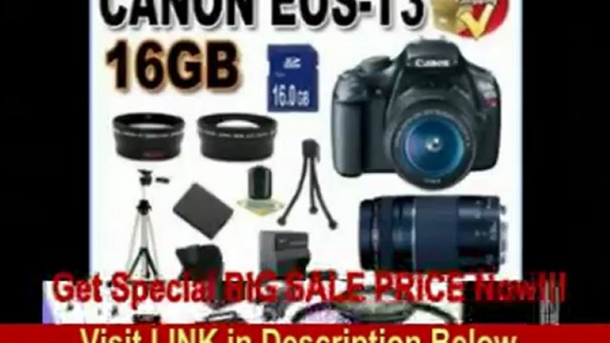 [REVIEW] Canon EOS Rebel T3 12.2 MP CMOS Digital SLR with 18-55mm IS II Lens (Black) + Canon EF 75-300mm f/4-5.6 III Telephoto Zoom Lens + 58mm 2x Telephoto lens + 58mm Wide Angle Lens (4 Lens Kit!!!) W/16GB S