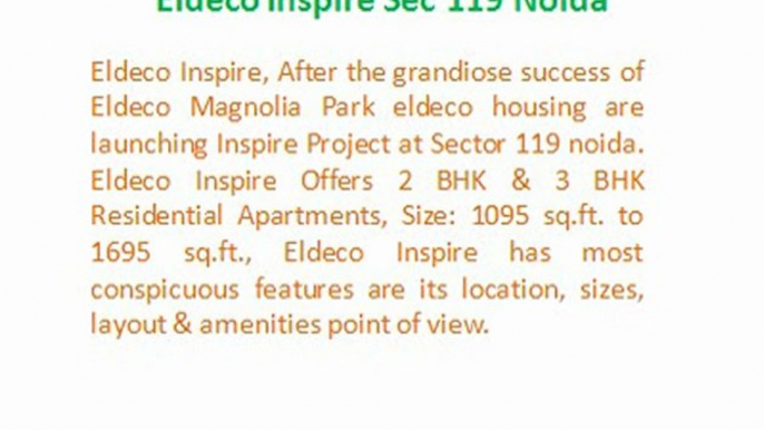 Eldeco Inspire Book Now By Aangan Estate !! Eldeco Inspire Project Noida < Eldeco Inspire Flat/Apartments > Eldeco Inspire Property Price