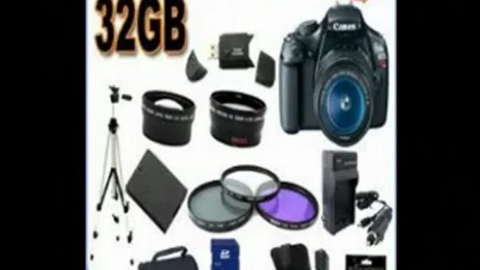 Canon EOS Rebel T3 12.2 MP CMOS Digital SLR with 18-55mm IS II Lens (Black)+58mm 2x Telephoto lens + 58mm Wide Angle Lens (3 Lens Kit!!!) W/32GB SDHC Memory +Extra Battery/Charger+3 PIece Filter Kit+Case+Full Size Tripod+Accessory Kit