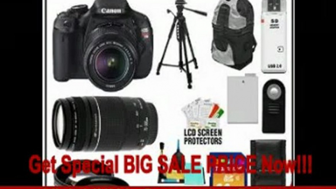 Canon EOS Rebel T3i Digital SLR Camera Body & EF-S 18-55mm IS II Lens with 75-300mm Lens + 32GB Card + .45x Wide Angle & 2x Telephoto Lenses + Tripod + Case + Battery + Remote + (2) Filters + Accessory Kit