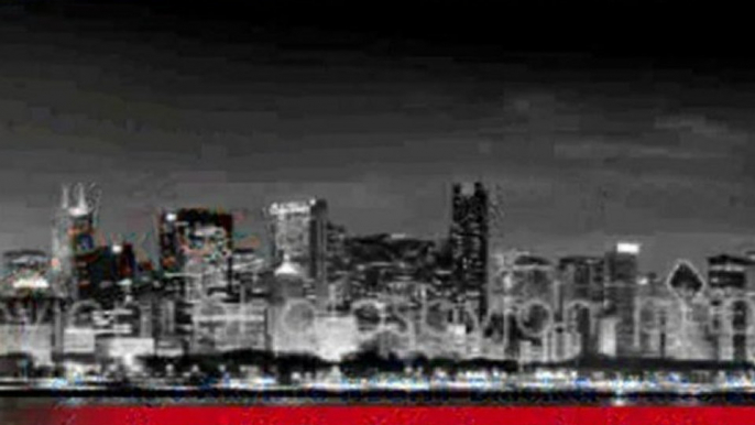 "Chicago Skyline NIGHT Black & White B&W BW 12 inches x 36 inches Photographic Panorama Poster Print"