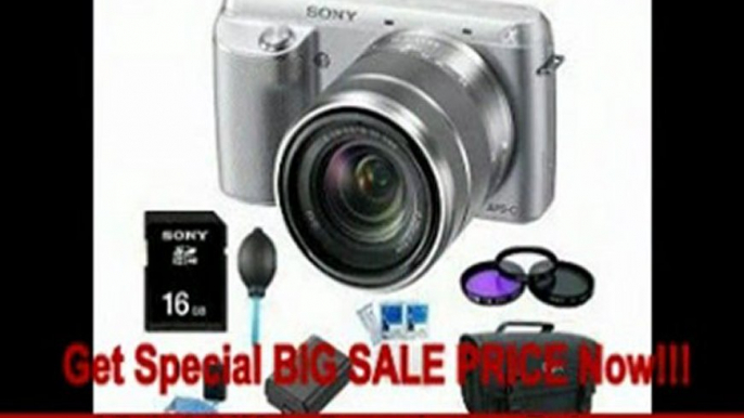 Sony NEX-F3K/S NEX-F3KS NEXF3KS NEXF3K NEX-F3K 16.1 MP Compact System Camera with 18-55mm Lens (Silver) ULTIMATE Bundle with Sony 16GB High Speed Card, Deluxe Filter Kit, Spare Battery, Padded Case + More