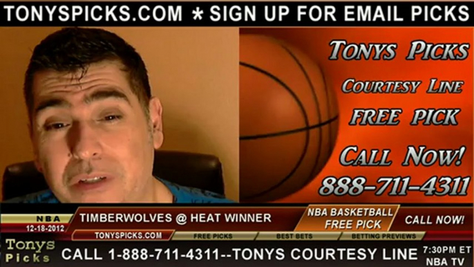 Miami Heat versus Minnesota Timberwolves Pick Prediction NBA Pro Basketball Odds Preview 12-18-2012