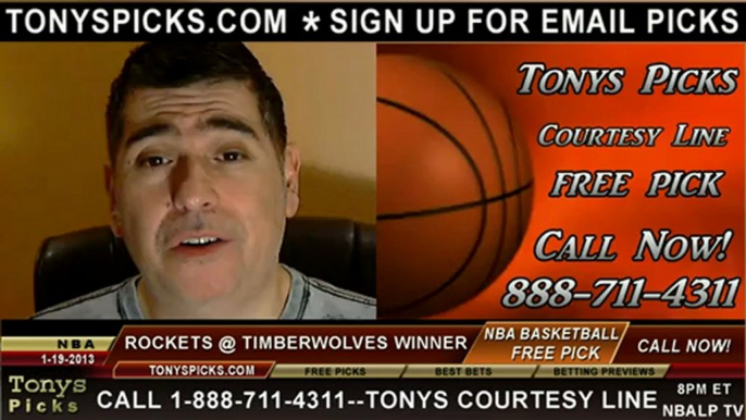 Minnesota Timberwolves versus Houston Rockets Pick Prediction NBA Pro Basketball Odds Preview 1-19-2013