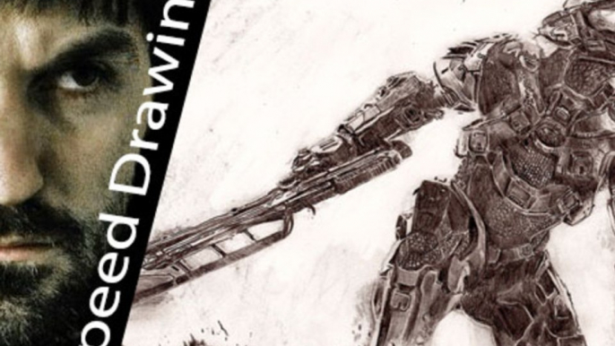 HALO 4 - amazing TIMELAPSE of MASTER CHIEF! 6 hours drawing - WONDERFUL Speed Drawing!
