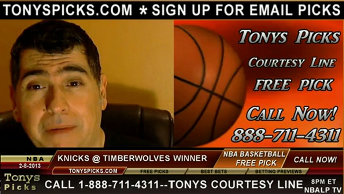 Minnesota Timberwolves versus New York Knicks Pick Prediction NBA Pro Basketball Odds Preview 2-8-2013