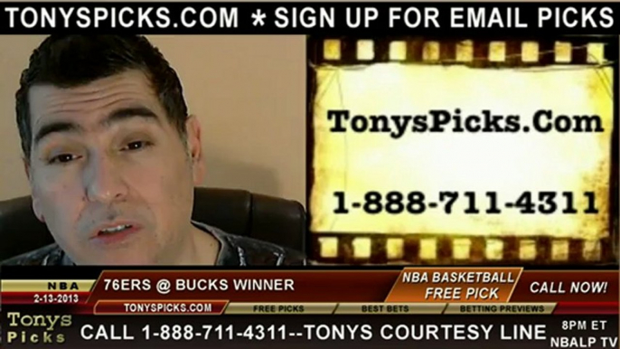 Milwaukee Bucks versus Philadelphia 76ers Pick Prediction NBA Pro Basketball Odds Preview 2-13-2013
