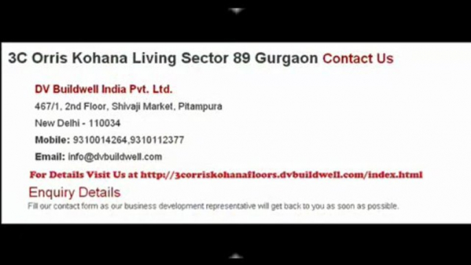 3c Orris Kohana Floors Gurgaon 09310112377,3C Orris Kohana Living