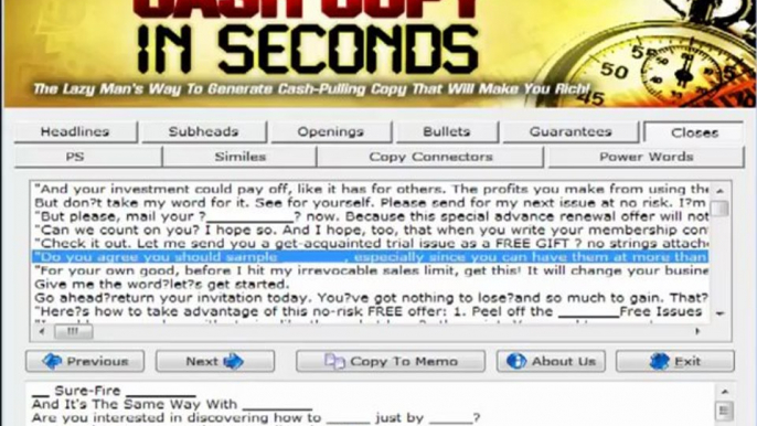 Cash Copy In Seconds Web Copy Software