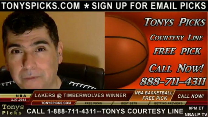 Minnesota Timberwolves versus LA Lakers Pick Prediction NBA Pro Basketball Odds Preview 3-27-2013