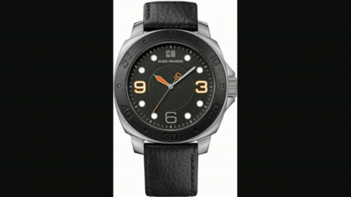 Boss Orange Black Leather Mens Watch 1512669