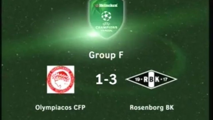 2005 (September 13) Olympiakos (Greece) 1-Rosenborg (Norway) 3 (Champions League)