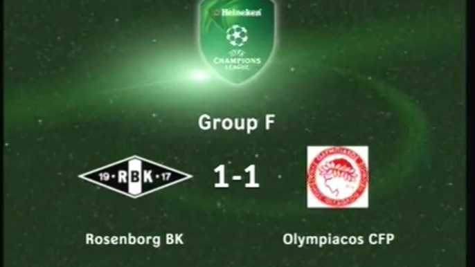 2005 (November 23) Rosenborg (Norway) 1-Olympiakos (Greece) 1 (Champions League)