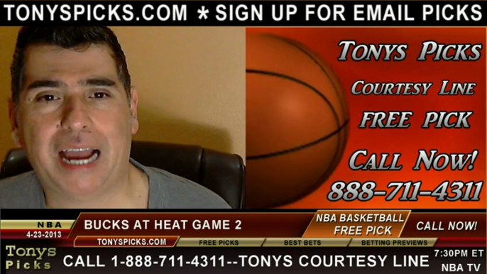 Miami Heat versus Milwaukee Bucks Pick Prediction NBA Playoffs Game 2 Lines Odds Preview 4-23-2013