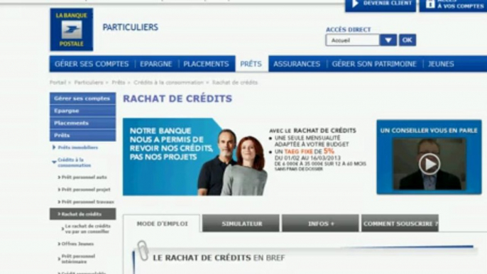 Rachat de crédit la banque postale restructuration de dettes