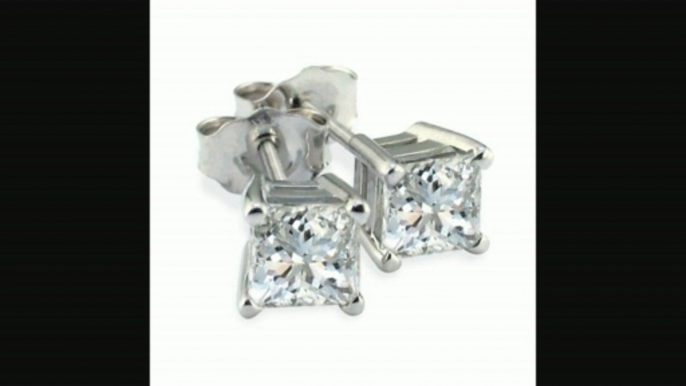 1 14ct Fine Quality Princess Diamond Stud Earrings In 14k White Gold Review