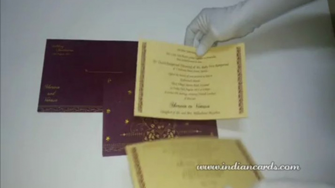 W-4771D, 60GSM, Maroon Wooly, Matte Cream Insert,Islamic Wedding Cards, Indian Invitations