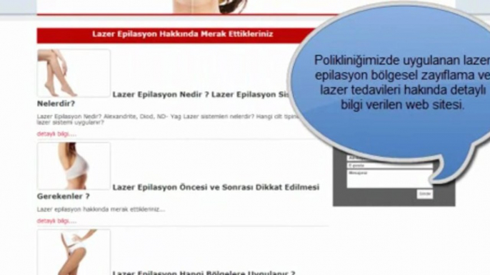 Lazer epilasyon bölgesel zayıflama lazer tedavilerini anlatan site