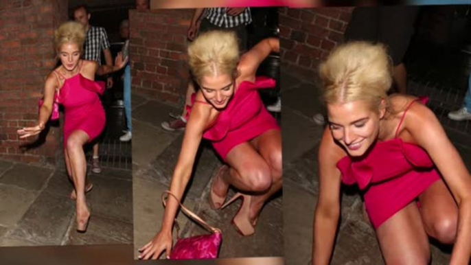 Pink Lady Helen Flanagan Takes a Tumble in Liverpool