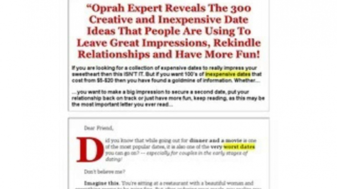 300 Creative Dates - By Oprah Dating And Relationship Expert Review + Bonus