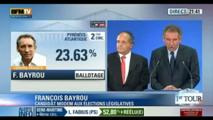 Réaction de François Bayrou - Législatives 2012