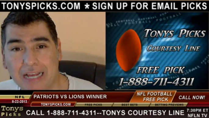 Detroit Lions vs. New England Patriots Pick Prediction NFL Pro Football Odds Preview 8-22-2013