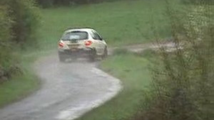 sortie d une peugeot 206 XS rallye du quercy 2009