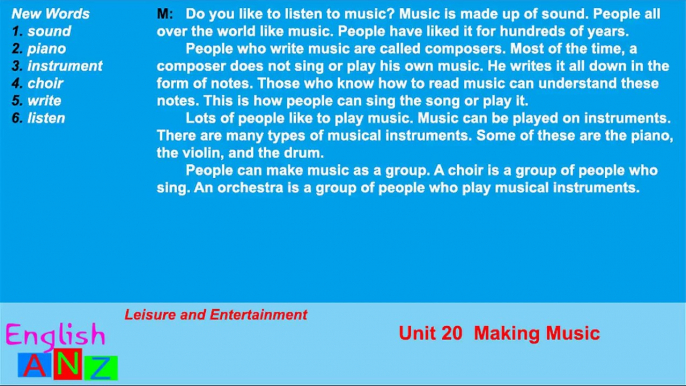 Unit 20: Making Music - Listening Practice Through Dictation 1