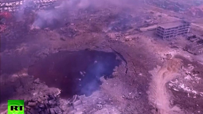 Aerial view- Tianjin covered in toxic fumes after apocalyptic blasts