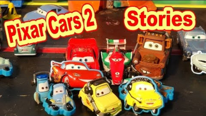 Disney Pixar Cars2 Stuck on Stories with Lightning McQueen, Mater, Professor Z, Luigi and Guido and