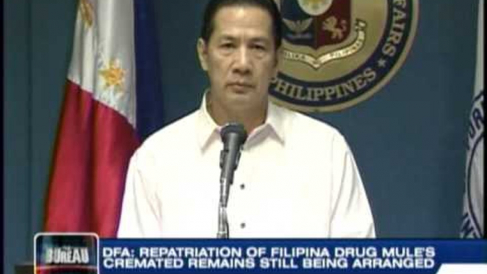 DFA denies ashes of Pinay drug mule repatriated