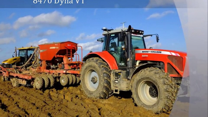 Agriculture: semis du blé au GPS avec tracteur Massey Ferguson 8470 et semoir Kverneland