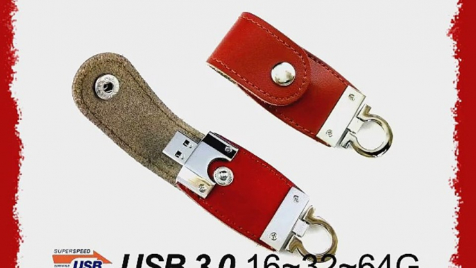 Fortech? Grizzly Red 32gb USB 3.0 Flash Drives USB Memory Stick Genuine Leather Casing USB