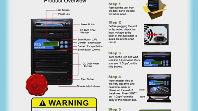 Produplicator 1 to 5 24X CD DVD Duplicator 128MB buffer (Free Burning Software) Copier Tower