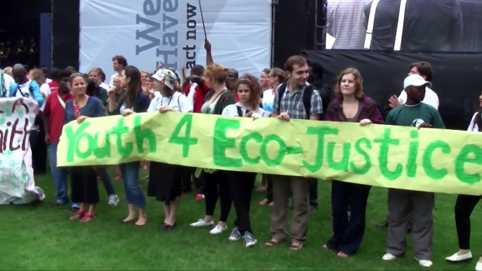 Desmond Tutu at the 'We Have Faith' rally before COP17 in Durban, South Africa