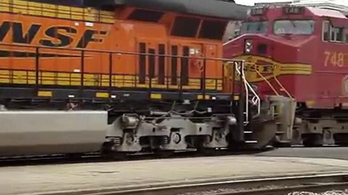 BNSF #7542 Leads Intermodal South, CSX Power, Joliet IL.