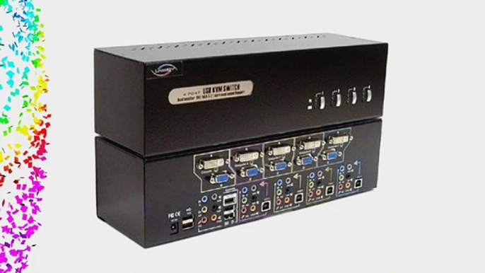 LINKSKEY LDV-DM714AUSK 4-port dual monitor (dvi?) 7.1 surround sound kvm switch w/cables