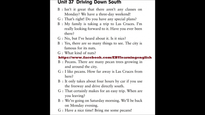 Listening Practice Through Dictation 1- Unit 37 Driving Down South (Repeat 10 times)