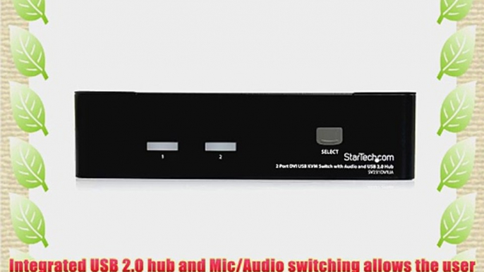 StarTech.com SV231DVIUA 2 Port DVI USB KVM Switch with Audio and USB 2.0 Hub