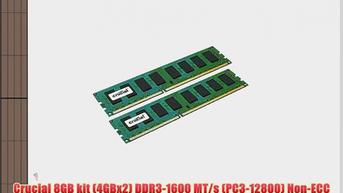 Crucial 8GB kit (4GBx2) DDR3-1600 MT/s (PC3-12800) Non-ECC UDIMM Desktop Memory Upgrade CT2KIT51264BA160B