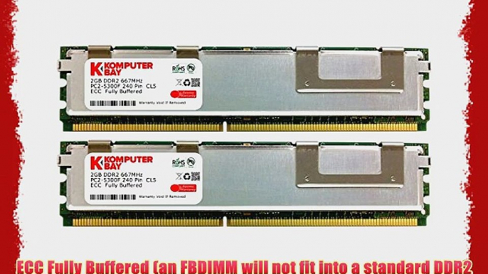 KOMPUTERBAY 4GB (2x2GB) DDR2 PC2-5300 667MHz 240-pin FBDIMM CL=5 ECC REGISTERED FULLY BUFFERED