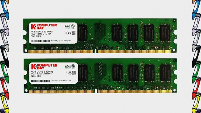 Komputerbay 8GB 2X 4GB DDR2 533MHz PC2-4200 PC2-4300 DDR2 533 (240 PIN) DIMM Desktop Memory