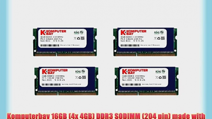 Komputerbay 16GB (4x 4GB) DDR3 SODIMM (204 pin) made with Major semiconductors 1333Mhz PC3