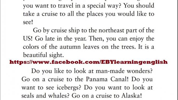 Listening Practice Through Dictation 1 -Unit 40 Go on a Cruise! (Repeat 10 times)