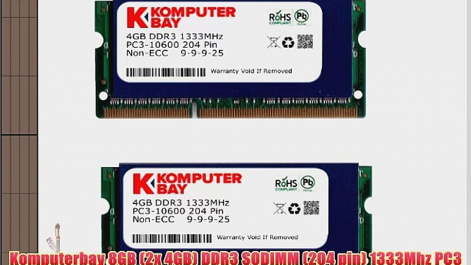 Komputerbay 8GB (2x 4GB) DDR3 SODIMM (204 pin) 1333Mhz PC3 10600 for Apple 8 GB with SODIMM