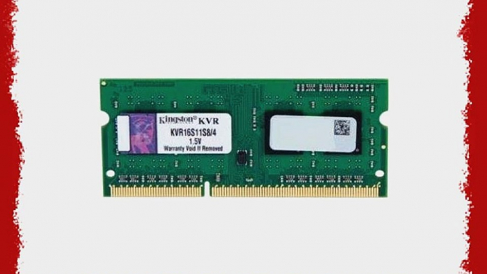 Kingston KVR16S11S8/4 4GB 1600MHz DDR3 Non-ECC CL11 SODIMM SR X8 Laptop Memory Model